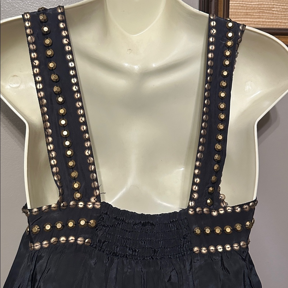 Anthropologie Muche Muchette Elegant Black Sleeveless Dress beaded straps size S - Picture 5 of 9